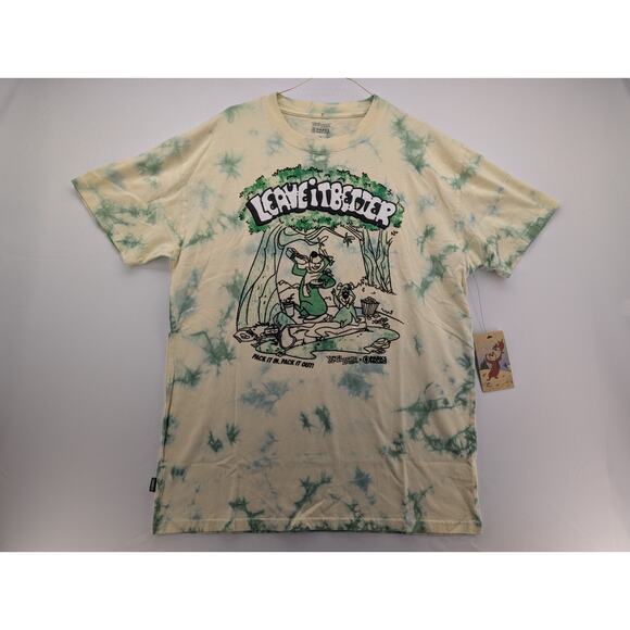 NWT Parks Project X Yogi Bear Leave It Better Graphic Tie-Dye Tee in Sage sz L - Picture 2 of 6